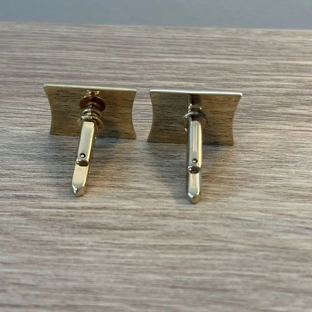 Vintage Initial “G” Cufflinks Gold Tone Black Enamel Letter Monogram Retro Men’s